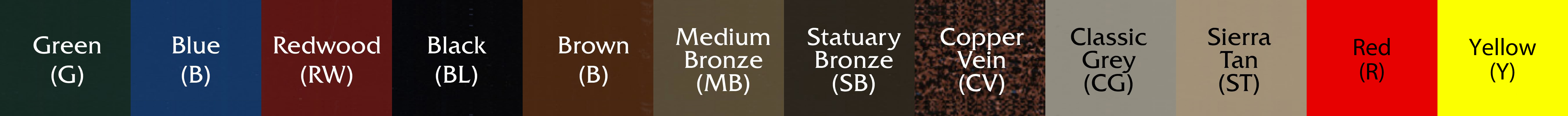 powder coated color options